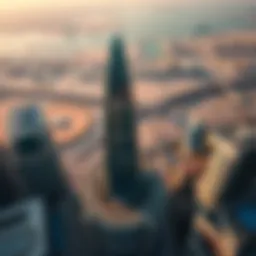 Aerial view of Dubai Trade Center showcasing its architectural grandeur