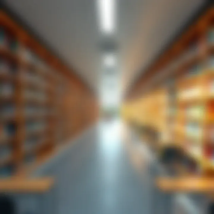 A vibrant library filled with books and resources for students.