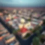 Aerial view of Al Bada showcasing its unique architecture