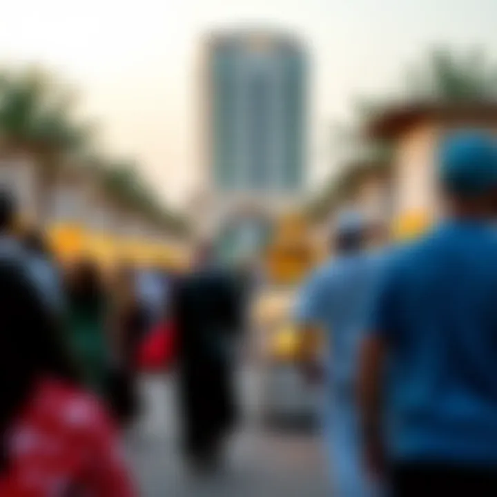 The dynamic atmosphere of Al Khawaneej Walk during a community event, showcasing cultural engagement.