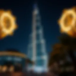 Stunning exterior view of Binghatti Burj illuminated at night