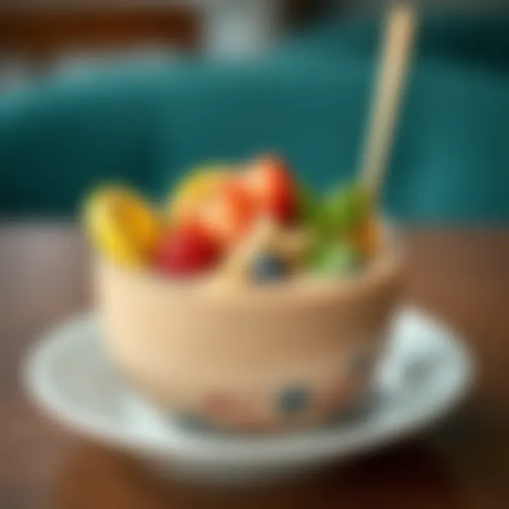 Artfully presented smoothie bowl topped with fruits