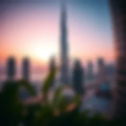 Stunning view of Tiffany Tower against the Dubai skyline