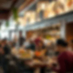 A bustling restaurant scene in Dubai showcasing diverse culinary offerings